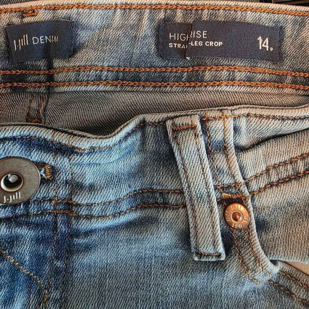 J.Jill Women’s Denim Hi-Rise Straight Leg Crop 14P - Picture 3 of 4